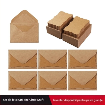 Plic de felicitare creativ cu hârtie Kraft, retro, gol, cu dantelă, portabil, pentru ziua de naștere și Ziua Recunoștinței