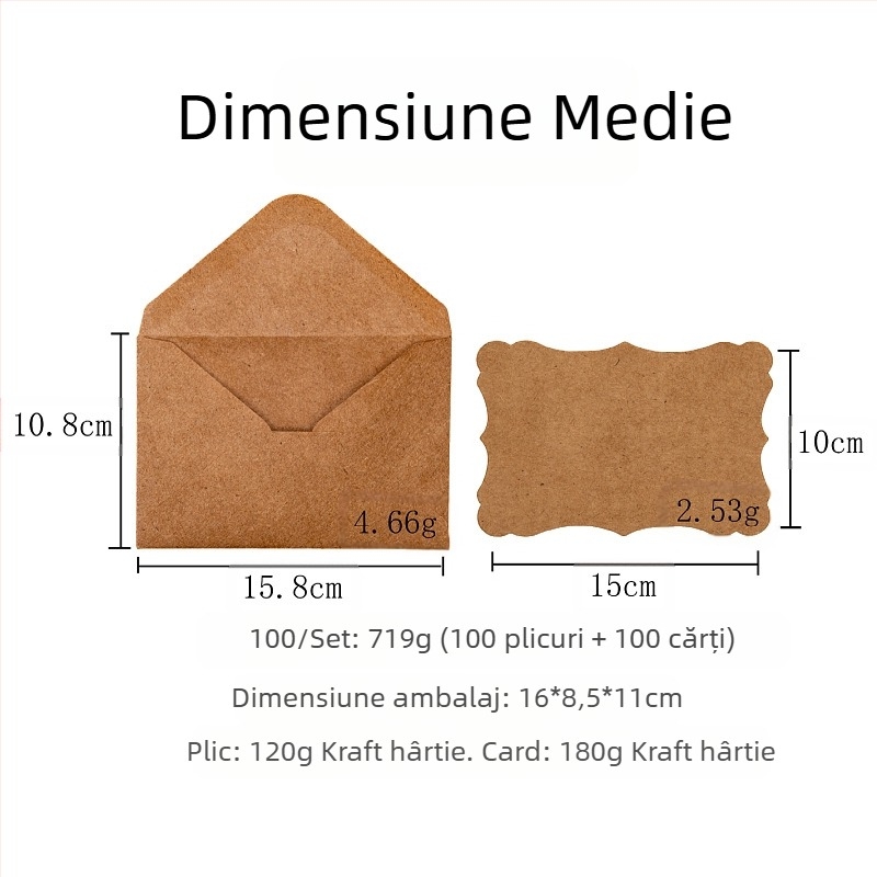 Plic de felicitare creativ cu hârtie Kraft, retro, gol, cu dantelă, portabil, pentru ziua de naștere și Ziua Recunoștinței