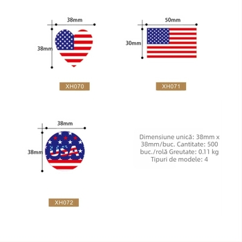 Autocolante XH070 și XH071 și XH072 pentru Ziua Independenței SUA, vot, alegeri generale, imprimare și creare comercială National Tide