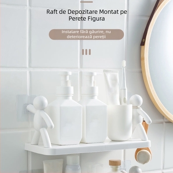 Raft de depozitare pentru persoane mici, montat pe perete, fără perforații, pentru baie, cosmetice, rack de depozitare, bucătărie, borcan cu condimente, organizator, rack de depozitare pentru casă