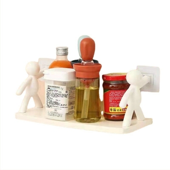 Raft de depozitare pentru persoane mici, montat pe perete, fără perforații, pentru baie, cosmetice, rack de depozitare, bucătărie, borcan cu condimente, organizator, rack de depozitare pentru casă