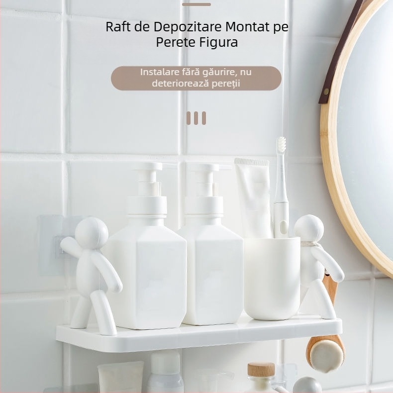 Raft de depozitare pentru persoane mici, montat pe perete, fără perforații, pentru baie, cosmetice, rack de depozitare, bucătărie, borcan cu condimente, organizator, rack de depozitare pentru casă