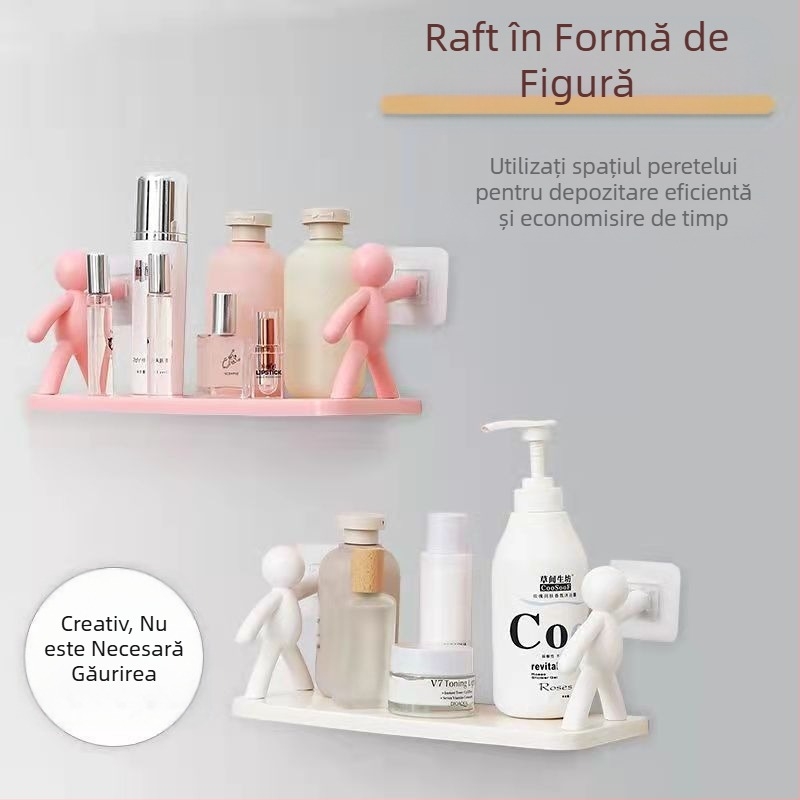 Raft de depozitare pentru persoane mici, montat pe perete, fără perforații, pentru baie, cosmetice, rack de depozitare, bucătărie, borcan cu condimente, organizator, rack de depozitare pentru casă