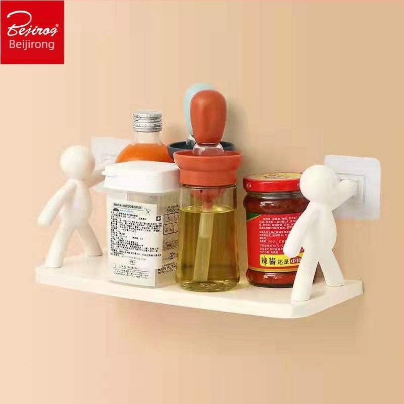 Raft de depozitare pentru persoane mici, montat pe perete, fără perforații, pentru baie, cosmetice, rack de depozitare, bucătărie, borcan cu condimente, organizator, rack de depozitare pentru casă