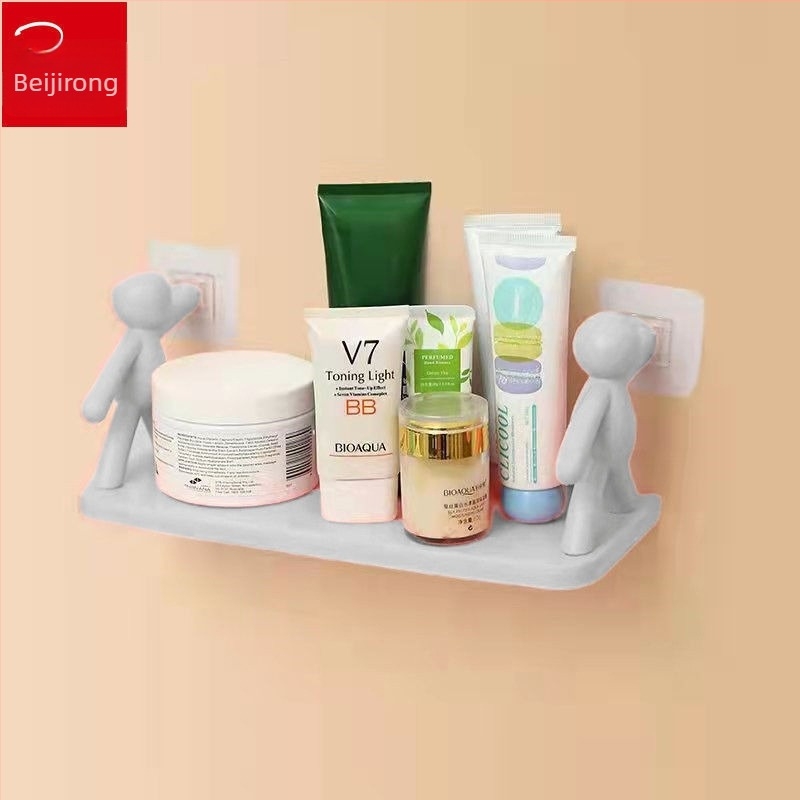 Raft de depozitare pentru persoane mici, montat pe perete, fără perforații, pentru baie, cosmetice, rack de depozitare, bucătărie, borcan cu condimente, organizator, rack de depozitare pentru casă