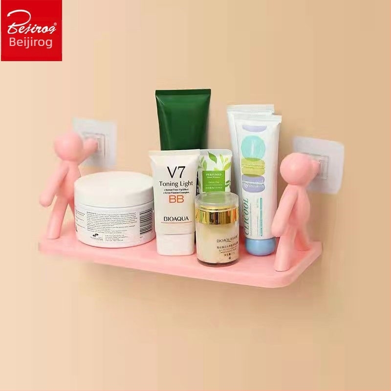 Raft de depozitare pentru persoane mici, montat pe perete, fără perforații, pentru baie, cosmetice, rack de depozitare, bucătărie, borcan cu condimente, organizator, rack de depozitare pentru casă