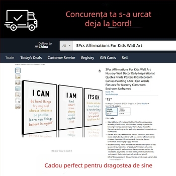 Expresii de desene animate Amazon pentru grădiniță, pictură suspendată pe pânză, pictură fără ramă, citate triplu inspiraționale, pictură decorativă pentru dormitorul copiilor