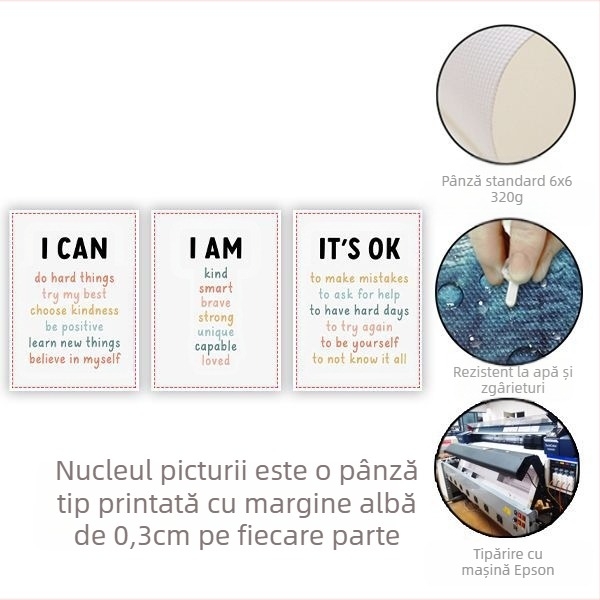 Expresii de desene animate Amazon pentru grădiniță, pictură suspendată pe pânză, pictură fără ramă, citate triplu inspiraționale, pictură decorativă pentru dormitorul copiilor