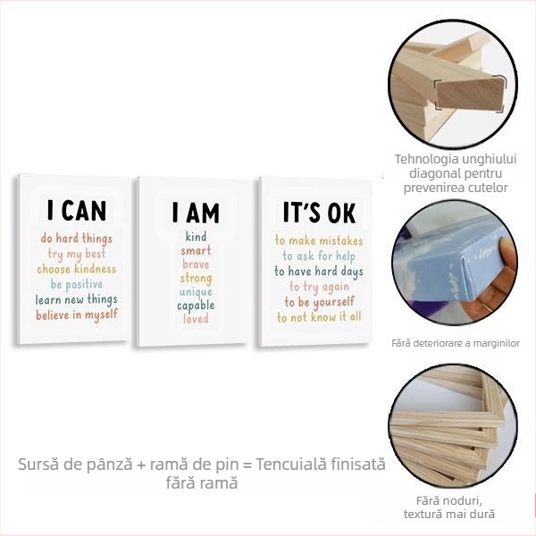 Expresii de desene animate Amazon pentru grădiniță, pictură suspendată pe pânză, pictură fără ramă, citate triplu inspiraționale, pictură decorativă pentru dormitorul copiilor