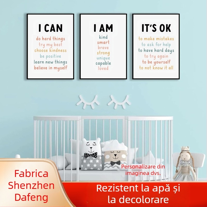 Expresii de desene animate Amazon pentru grădiniță, pictură suspendată pe pânză, pictură fără ramă, citate triplu inspiraționale, pictură decorativă pentru dormitorul copiilor