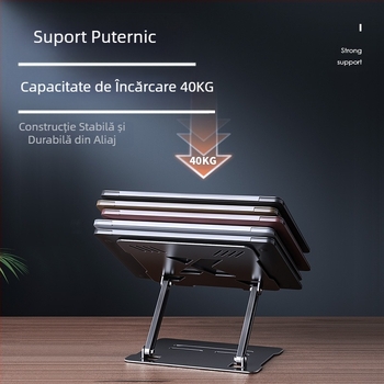 Suport pentru laptop cu răcire, reglabil, reglabil, în picioare, din aliaj de aluminiu, pentru birou, cu raft suspendat înălțime