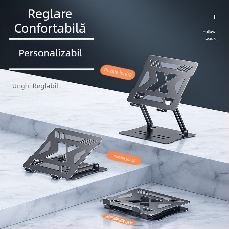 Suport pentru laptop cu răcire, reglabil, reglabil, în picioare, din aliaj de aluminiu, pentru birou, cu raft suspendat înălțime