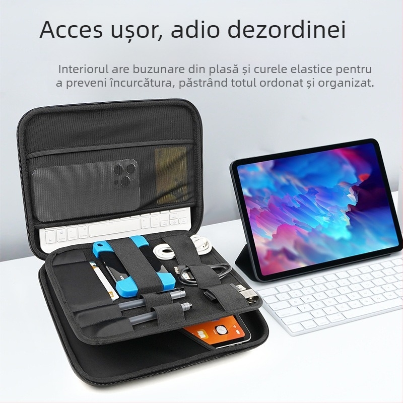 Husă de protecție pentru iPad Computer, 12,9 inch, 10,8 inch, geantă de căptușeală, geantă multifuncțională pentru cabluri de date, geantă de depozitare