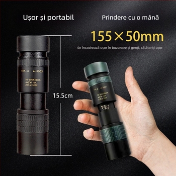 Telescop nou 10-300x 40 de mare putere HD cu zoom pe un singur tub, cameră pentru telefon mobil, telescop telescopic