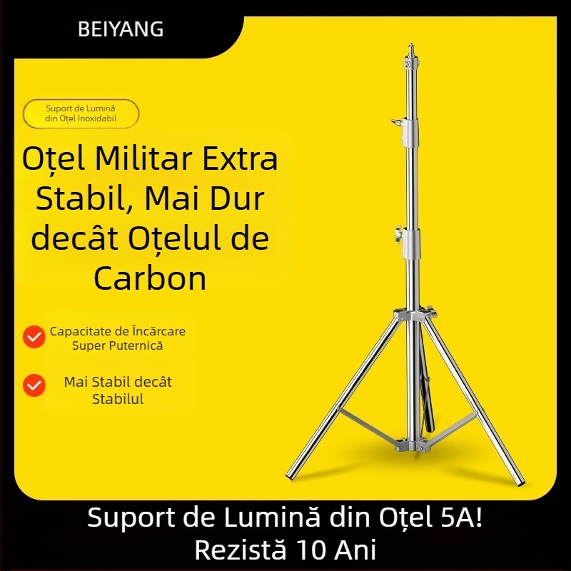 Suport de lumină din oțel inoxidabil pentru lumină de umplere, transmisie live, suport de lumină suspendată, suport de lumină telescopic portabil pentru filmare în aer liber