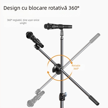 Suport universal pentru microfon, cu clemă universală pentru podea, cu bară orizontală metalică pentru microfon, suport retractabil multifuncțional pentru microfon
