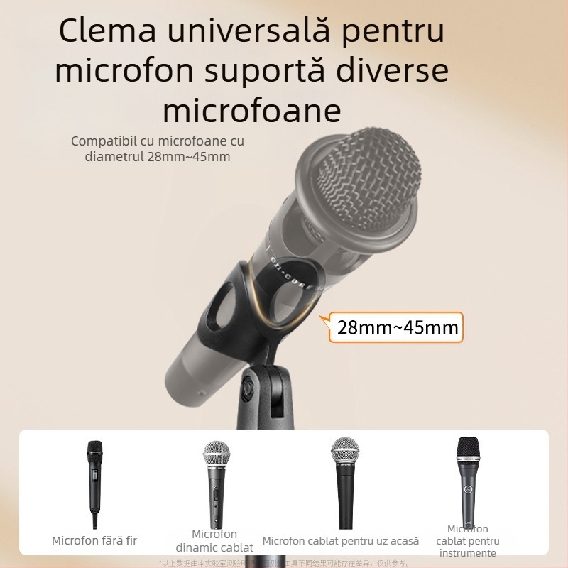 Suport universal pentru microfon, cu clemă universală pentru podea, cu bară orizontală metalică pentru microfon, suport retractabil multifuncțional pentru microfon