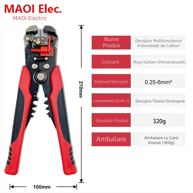 Clește automat multifuncțional D2 pentru dezizolarea cablurilor, scule de sertizare trifuncționale bicolore pentru dezizolarea cablurilor, tăietor de șuruburi