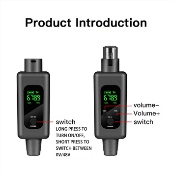 Microfon Grenade wireless transfrontalier, conectat la mixer audio pentru instrumente wireless, receptor wireless 48V 2.4g