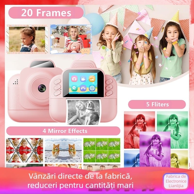 Aparat foto pentru copii Puzzle, imprimare foto transfrontalieră, imprimare HD termică, aparat foto pentru copii
