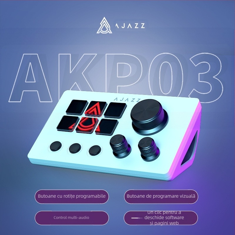 Black Jue akp03 Desktop Helper Console Panel Controller Stock Trading Live Tone Programmabil Shortcut Key