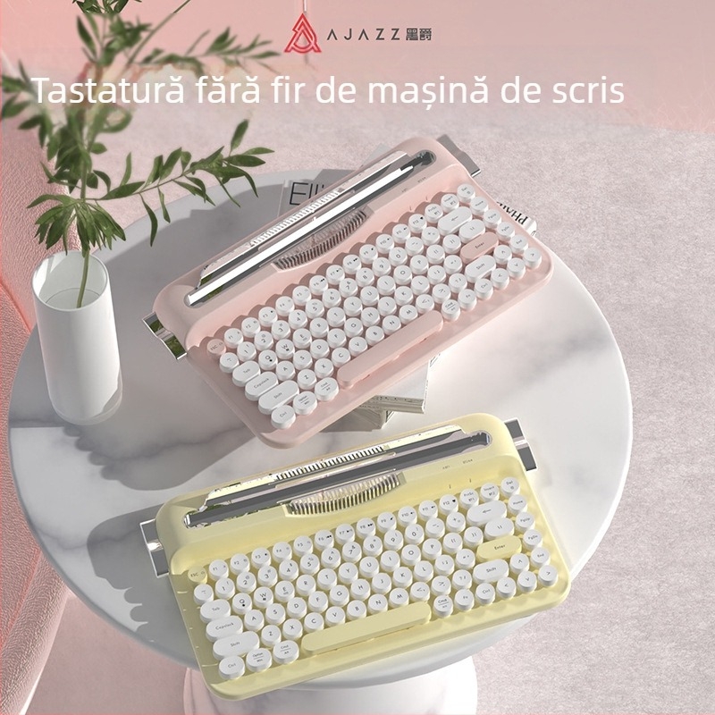 Tastatura retro wireless Bluetooth Heijue Af84 cu mod dual 2.4g, suportă conexiune multi-dispozitiv și este dotată cu fixare Groove
