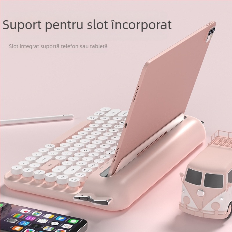 Tastatura retro wireless Bluetooth Heijue Af84 cu mod dual 2.4g, suportă conexiune multi-dispozitiv și este dotată cu fixare Groove