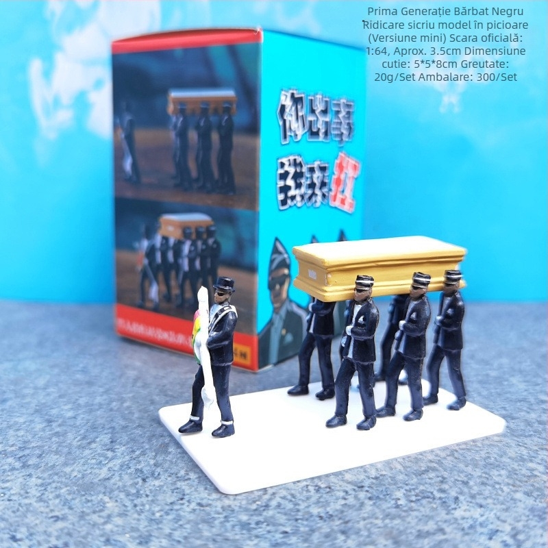 Figurină sicriu negru DIY plus purtători de sală dansanți, truc amuzant cu articole funerare africane