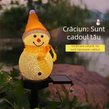 Lampă solară transfrontalieră de Crăciun cu om de zăpadă, lampă de grădină în aer liber, curte, peisaj, lampă de gazon impermeabilă, lampă de rășină