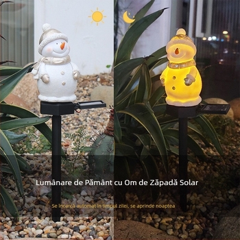 Lampă solară transfrontalieră de Crăciun cu om de zăpadă, lampă de grădină în aer liber, curte, peisaj, lampă de gazon impermeabilă, lampă de rășină