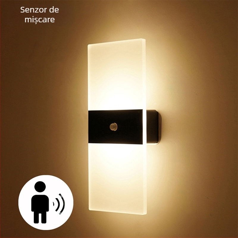 Lampă de perete cu inducție inteligentă a corpului uman cu LED, fără perforații, cu aspirație magnetică, reîncărcabilă, lampă de perete pentru hotel, coridor, cu aspirație, lampă de noapte
