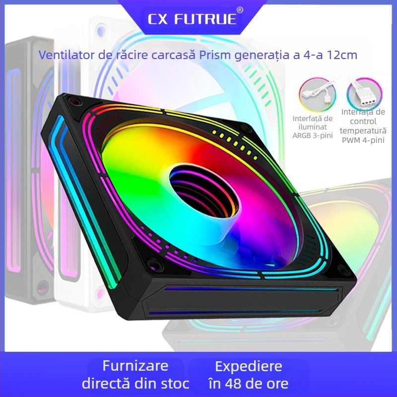 Prism 4S4 Generație Silent Cooling Film Chassis Radiator Ventilator ARGB Shengguang Controlul temperaturii PWM sincron Infinit