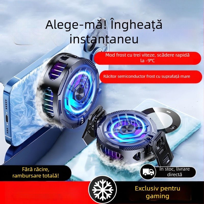 Radiator telefon mobil cu afișaj digital inteligent, clip magnetic spate, două în unu, cooler, transmisie live, semiconductor, artefact de răcire