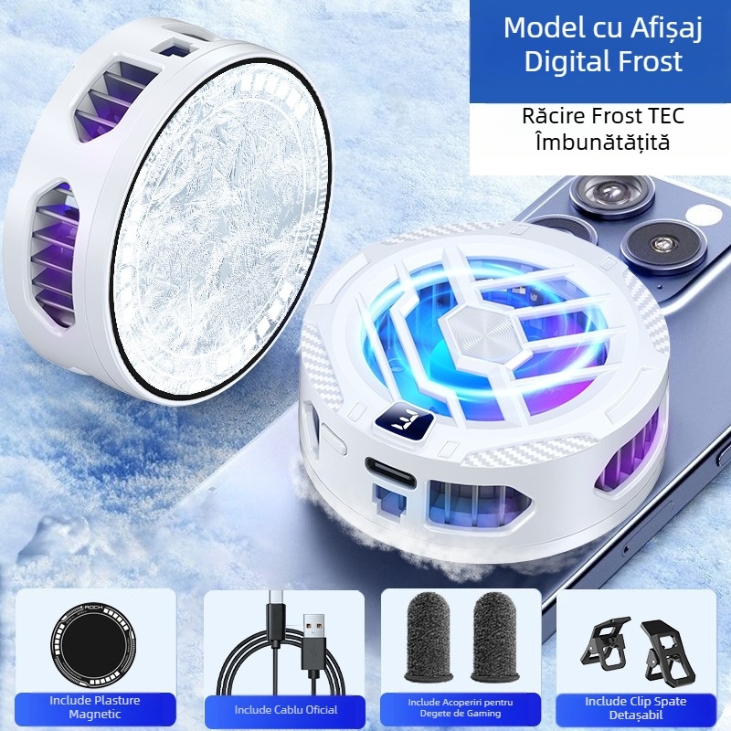 Radiator telefon mobil cu afișaj digital inteligent, clip magnetic spate, două în unu, cooler, transmisie live, semiconductor, artefact de răcire