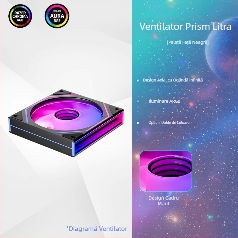 Ventilator de șasiu Jungle Leopard Prism 4 Ultra, 12 cm, răcire, desktop silențios, lumină divină sincronizată, oglindă laterală infinită