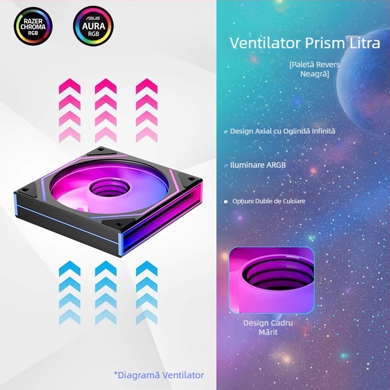 Ventilator de șasiu Jungle Leopard Prism 4 Ultra, 12 cm, răcire, desktop silențios, lumină divină sincronizată, oglindă laterală infinită