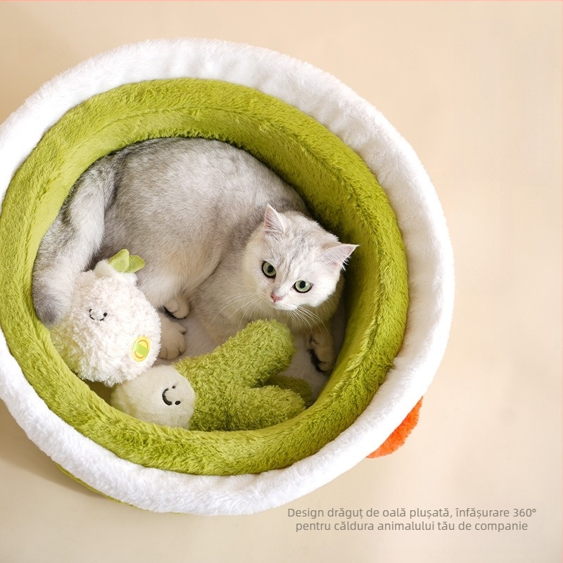 Internet Celebrity Safety Pot Cover Cat House Dog Canisă Moale și Confortabilă Iarnă Caldă Închisă Siguranță Cat Nest Pet Supplies