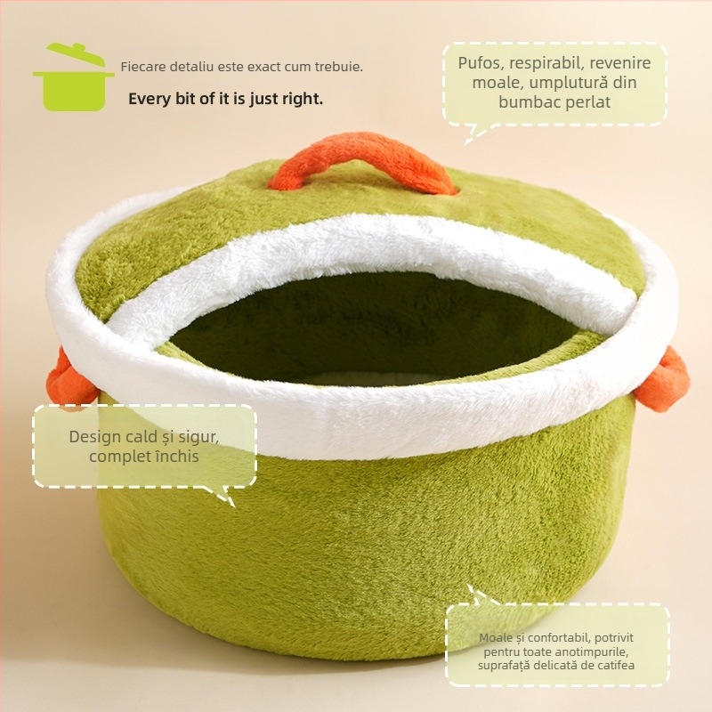 Internet Celebrity Safety Pot Cover Cat House Dog Canisă Moale și Confortabilă Iarnă Caldă Închisă Siguranță Cat Nest Pet Supplies