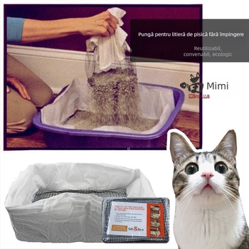 Sac de litiera pentru pisici, plasă de filtrare pentru litiera pentru pisici, sac de litiera pentru pisici leneșe, lopata pentru pisici, rahat de pisici, poate fi reciclat gratuit, lopata pentru rahat, sac de cules, sac de nisip pentru pisici