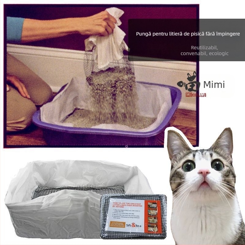 Sac de litiera pentru pisici, plasă de filtrare pentru litiera pentru pisici, sac de litiera pentru pisici leneșe, lopata pentru pisici, rahat de pisici, poate fi reciclat gratuit, lopata pentru rahat, sac de cules, sac de nisip pentru pisici