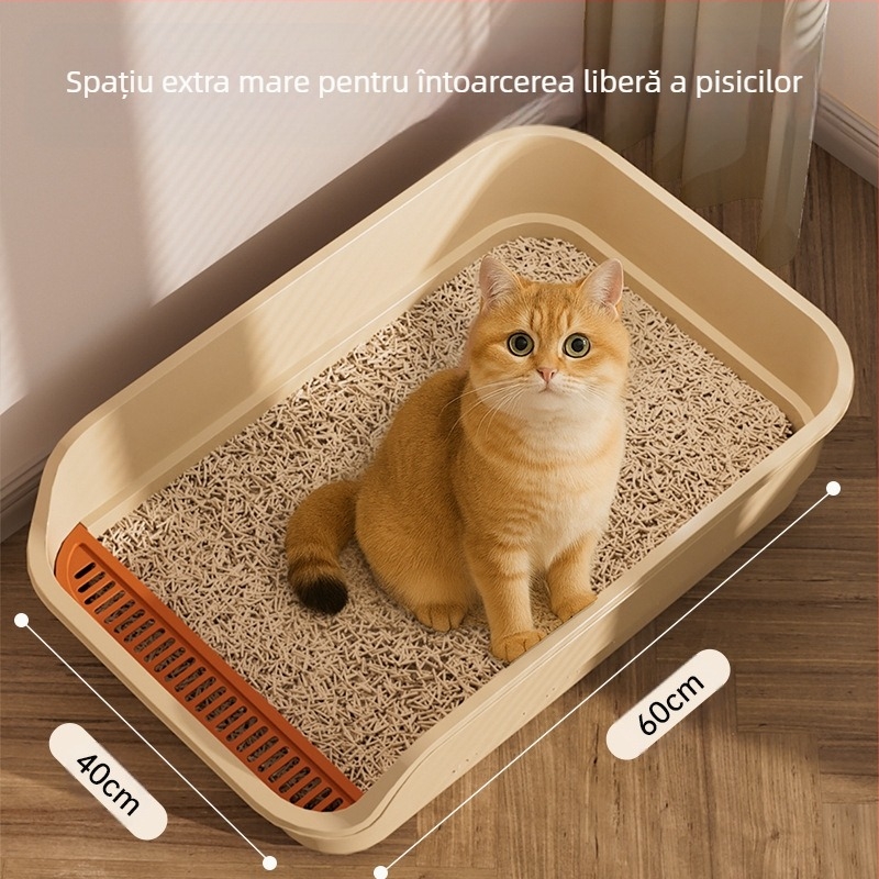 Pisici de toaletă pentru pisici, extra-mare, deschis, semi-închis, mare, extra-mare, cu păr anti-stropire sporit