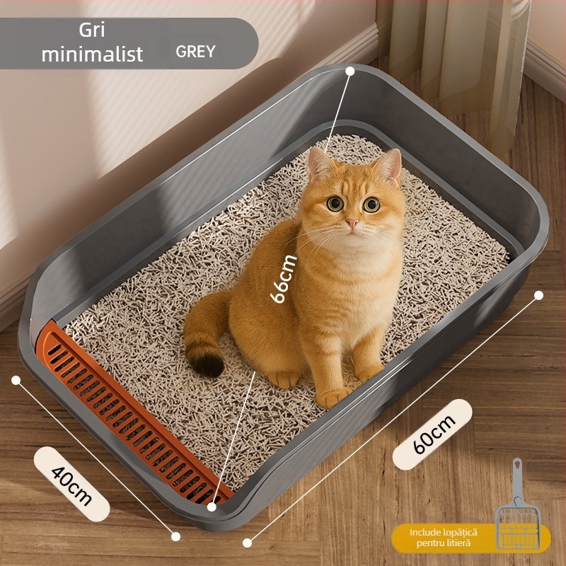 Pisici de toaletă pentru pisici, extra-mare, deschis, semi-închis, mare, extra-mare, cu păr anti-stropire sporit