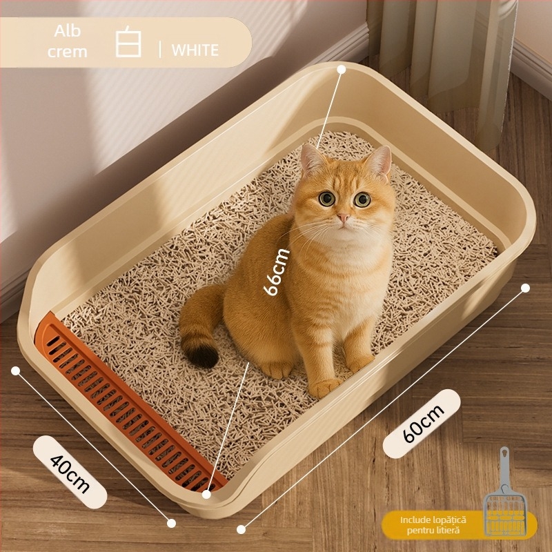 Pisici de toaletă pentru pisici, extra-mare, deschis, semi-închis, mare, extra-mare, cu păr anti-stropire sporit