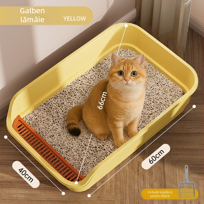 Pisici de toaletă pentru pisici, extra-mare, deschis, semi-închis, mare, extra-mare, cu păr anti-stropire sporit