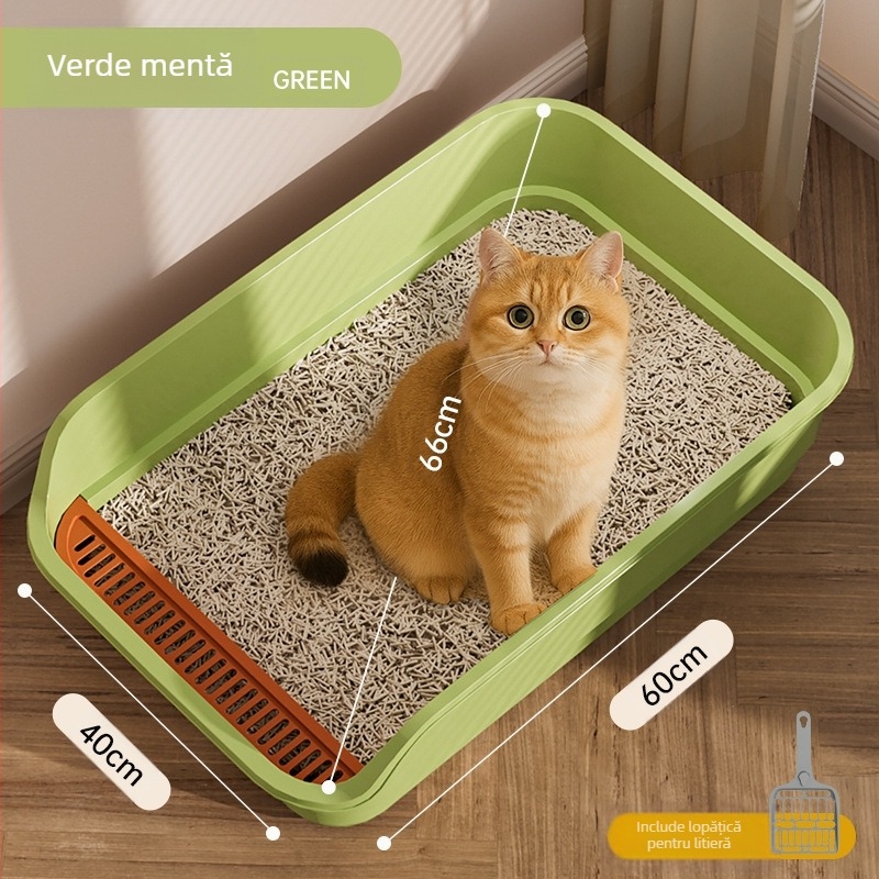 Pisici de toaletă pentru pisici, extra-mare, deschis, semi-închis, mare, extra-mare, cu păr anti-stropire sporit