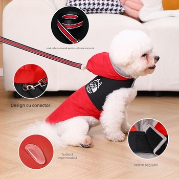 Transfrontaliere toamnă și iarnă nouă pelerină de ploaie pentru câini cu blocuri de culoare, haine pentru câini de companie, nou brand la modă pentru câini mici