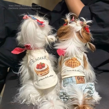 Vestă de câine pentru animale de companie, vestă de pluș malteză, ursuleț de pluș, cowboy, pisică, vară subțire, primăvară și vară, vestă de marinar, guler