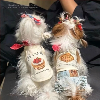 Vestă de câine pentru animale de companie, vestă de pluș malteză, ursuleț de pluș, cowboy, pisică, vară subțire, primăvară și vară, vestă de marinar, guler