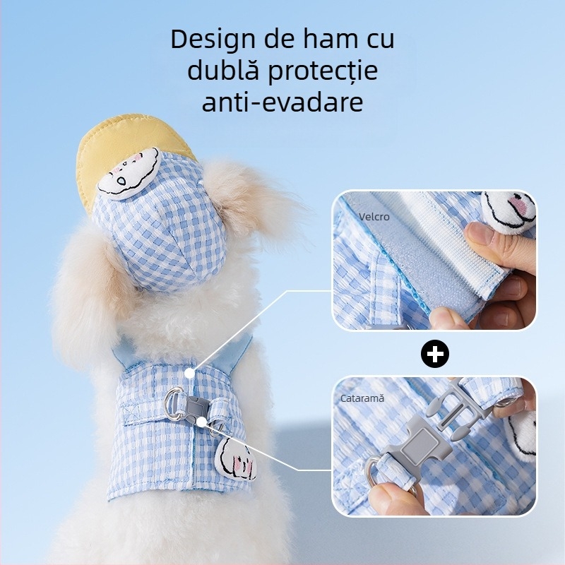 Pălărie de primăvară și de vară pentru animale de companie, pentru câini și pisici, pentru ieșiri în aer liber, cu umbrire solară, anti-tragere, capac anti-rouă, reglabil cu cataramă de frânghie