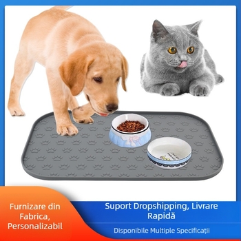 Nou mare 44 * 27cm silicon Pet Placemat anti-revărsare evidențiază design laba amprentă Pet Placemat